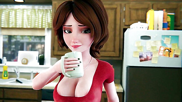 Japanese surprise cumshot, anime figure, sound milking, mom kitchen creampie, japanese handjob milking